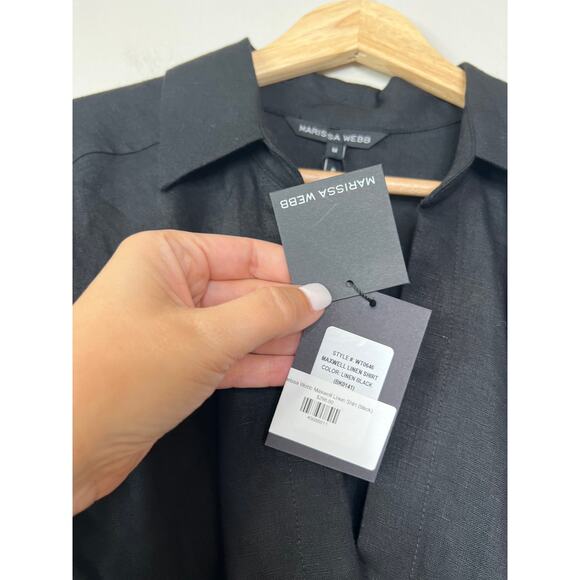 NWT Marissa Webb Maxwell Linen Long Sleeves Crop Top Shirt Black Size: Medium - Picture 5 of 7